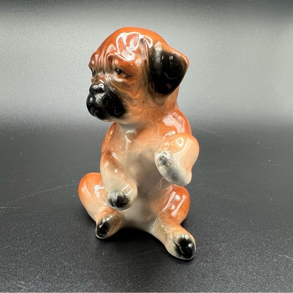 Vintage Porcelain Boxer Dog Figurine 3” Hand Painted - Picture 5 of 11